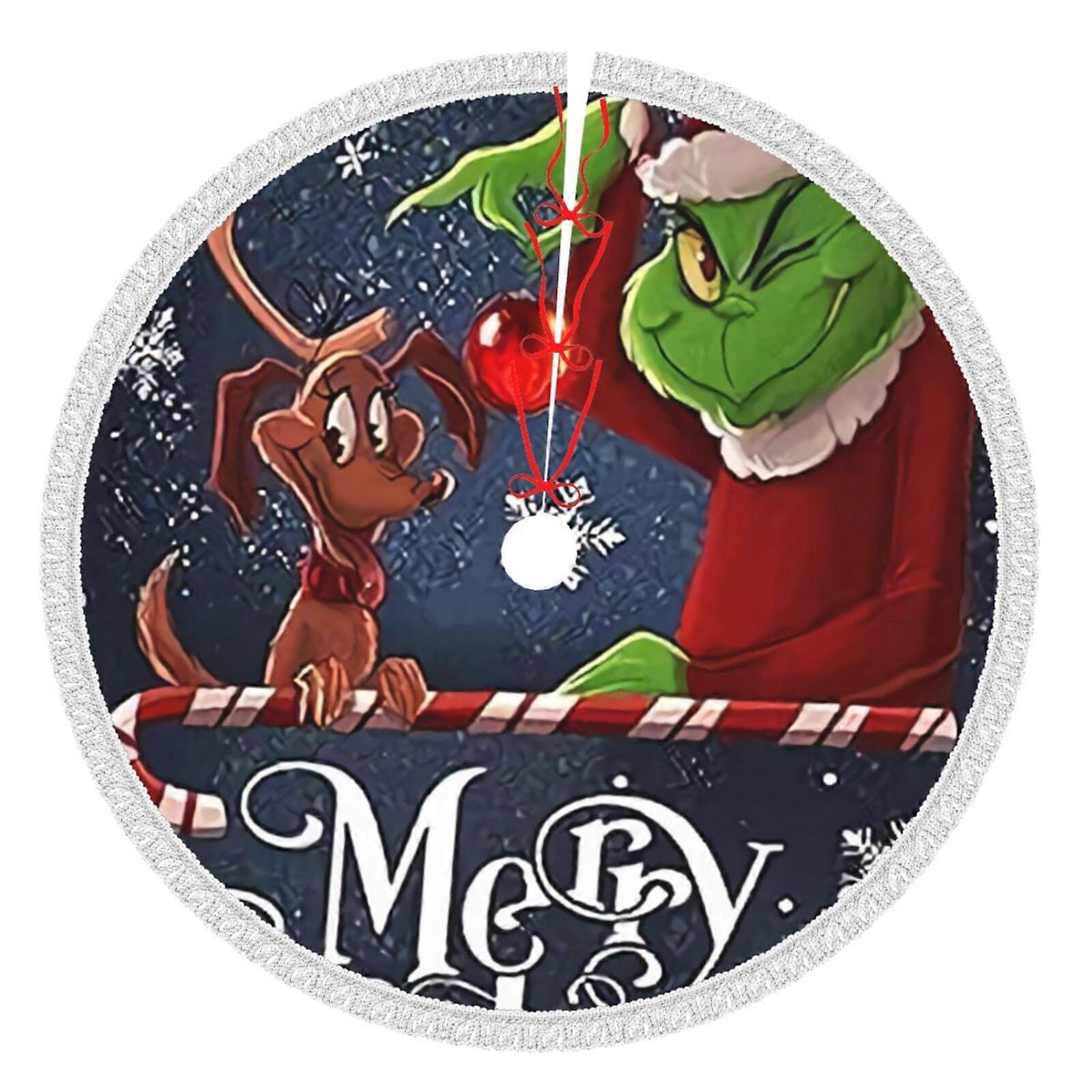 Grin-Ch juletreskjørt 36" tommer, vinterferietrematte, juletreskjørt for rustikk julepynt