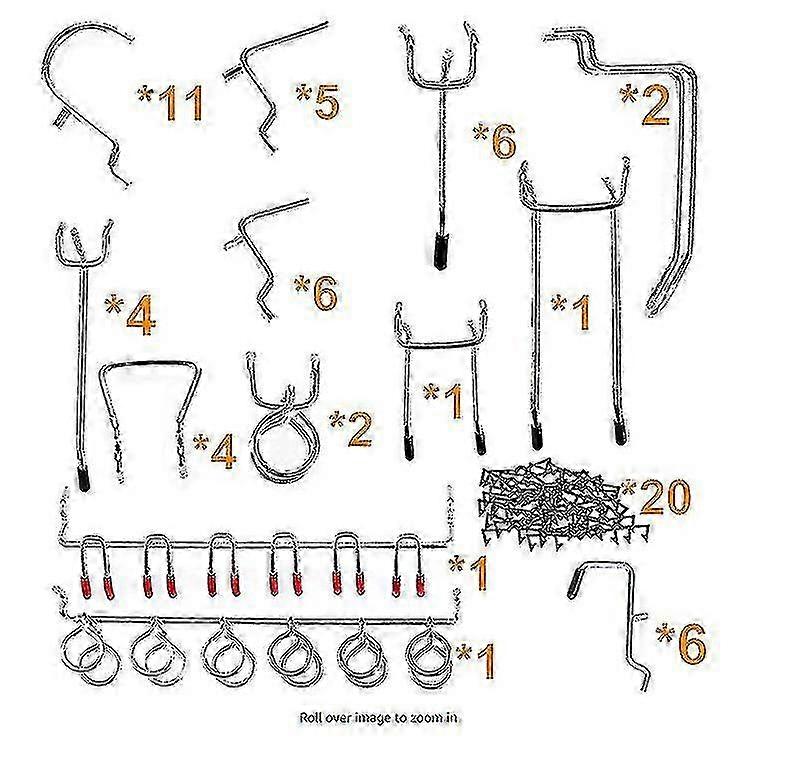 70 stycken metall perfor panelkrokar, för displaypaneler, krokar för perforerade paneler