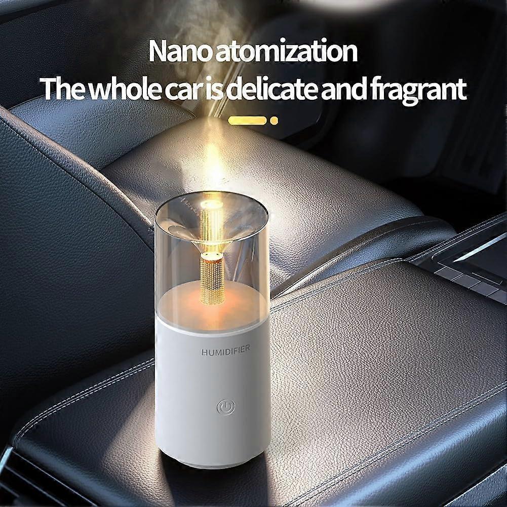 Usb Typec Power 120Ml Water Tank CandleShaped Humidifier Aromatherapy Mist Automatic Shutoff WhisperQuiet Diffuser White