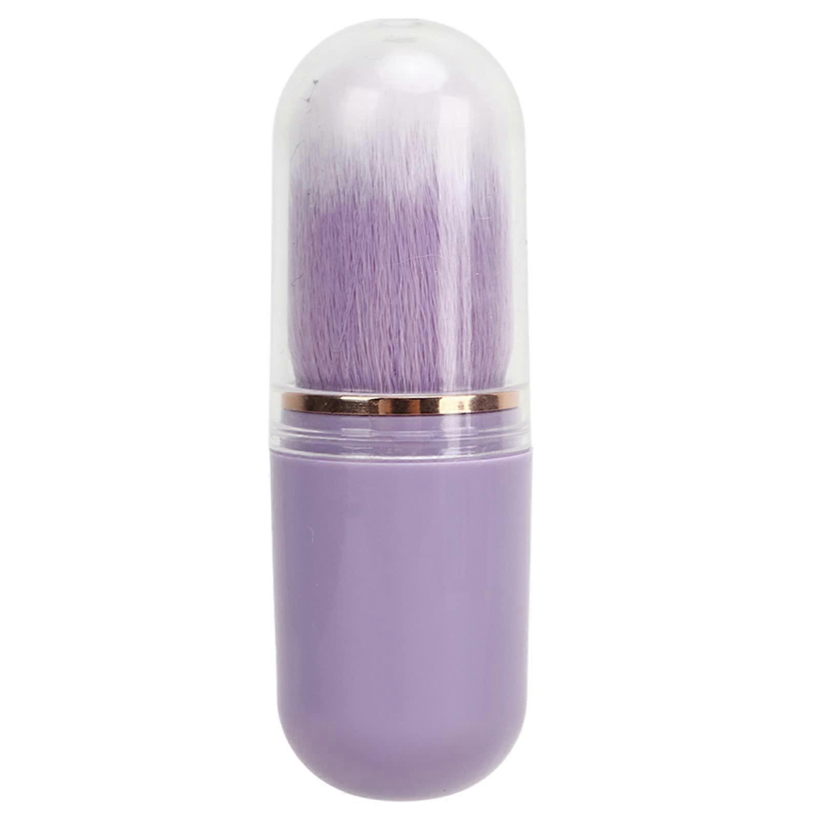 Nail Dust Brush Violet Capsule Shape Retractable Artificial Fiber for Manicure and Makeup