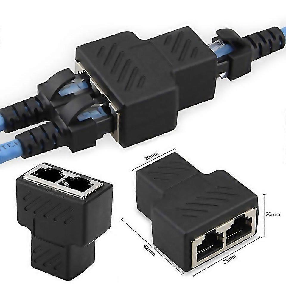 For 1 To 2 Ways Lan Ethernet Network Cable Network Splitter Double Adapter Ports Coupler Connector E