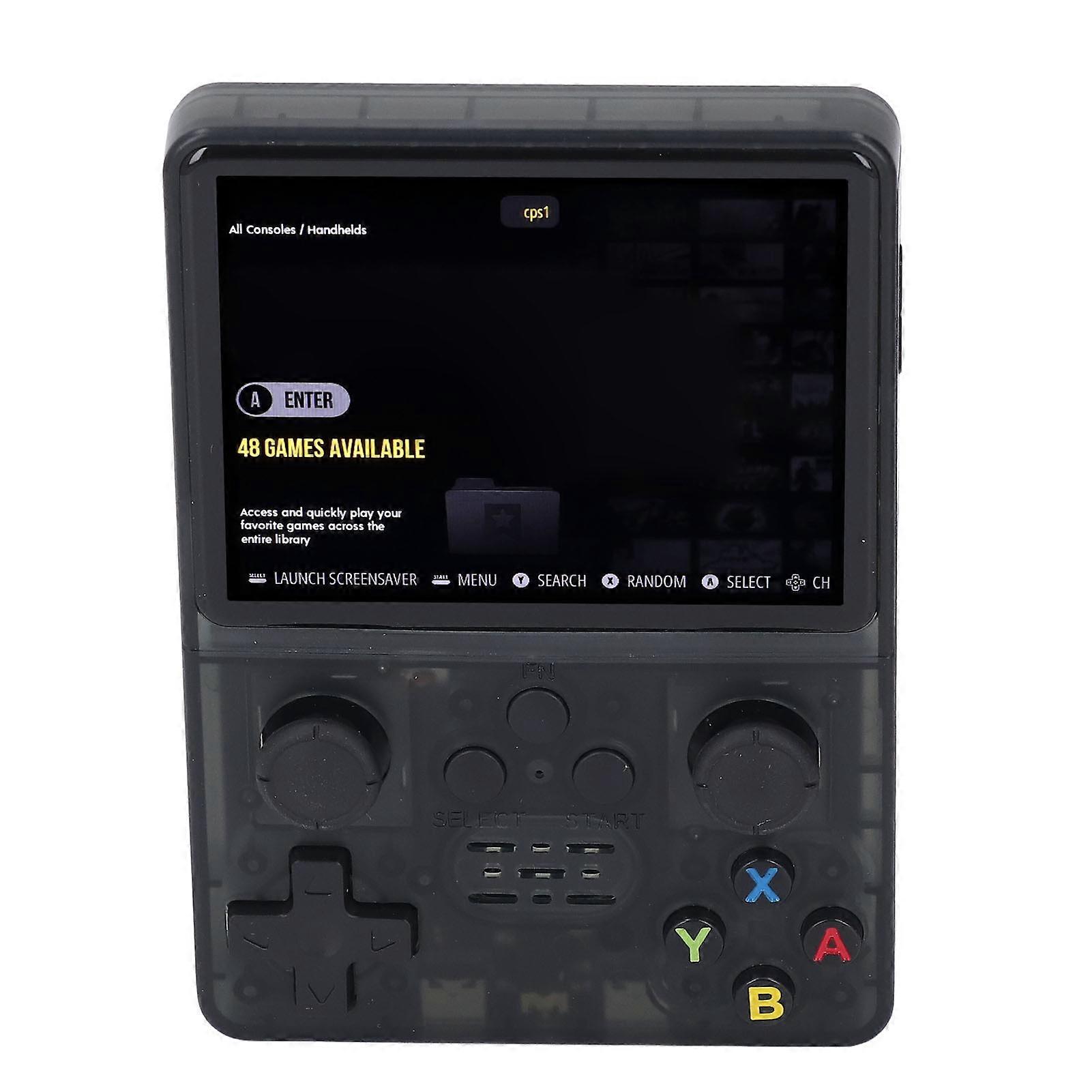 R35s Handheld Game Console 3.5inch IPS Screen Retro Portable Game Player for Linux Open Source System Black Transparent 128GB