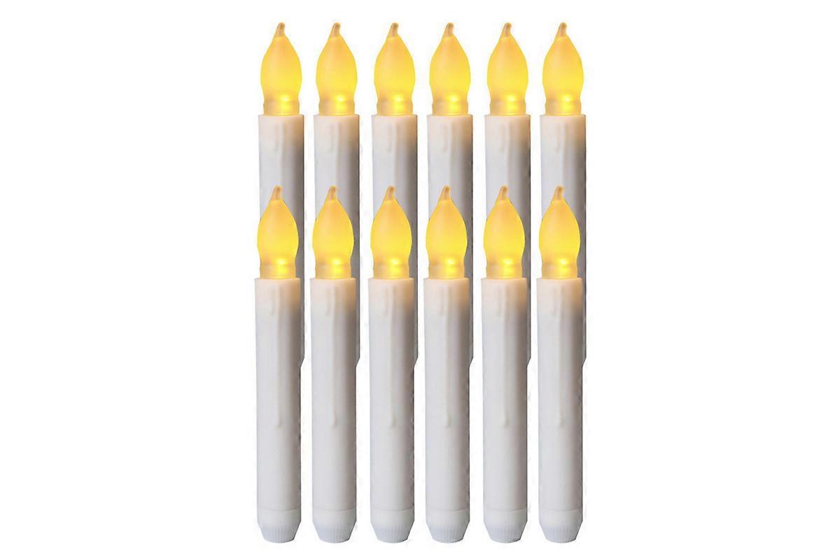 12Pcs Flameless LED Taper Candles Warm Yellow Flickering Flame