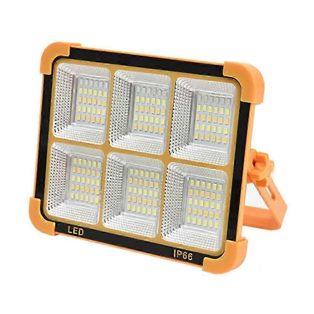 6 Grids Design Solar Powered 6000W Rechargeable Floodlight Outdoor Camping Emergency Lamp with Stand