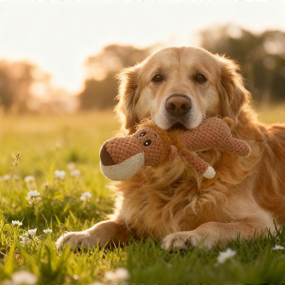 Plush dog toy with a squeaking function, durable and soft, suitable for small dogs and puppies, animal-shaped toy.