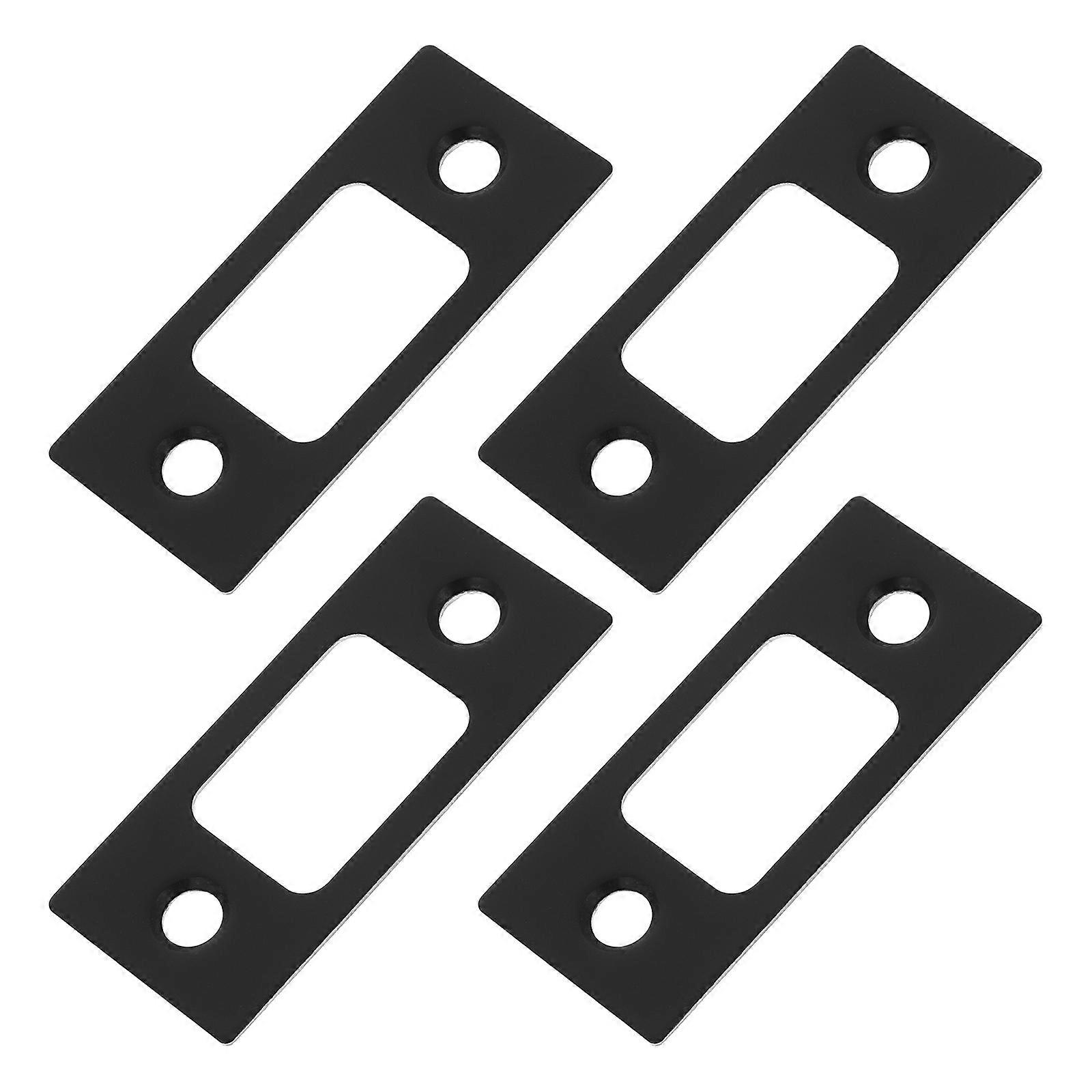 4Pcs Stainless Steel Lock Strike Plate for Door Black Reinforced Security
