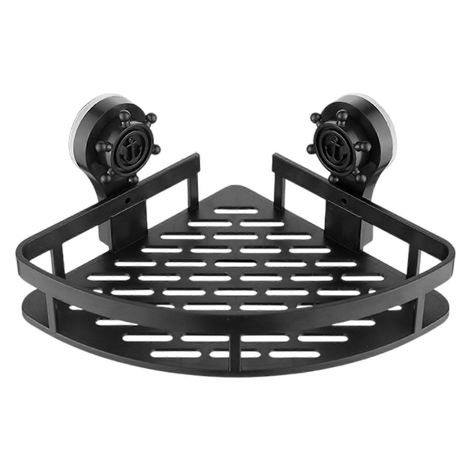 Triangular Corner Bowl Suction Cup Shower Shelf, Wall Mount, Sturdy Bathroom Storage Shelf, Drain Accessories