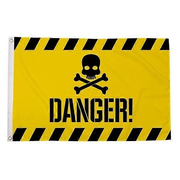 Danger Skull   Crossbones Pirate Warning Yellow Flag