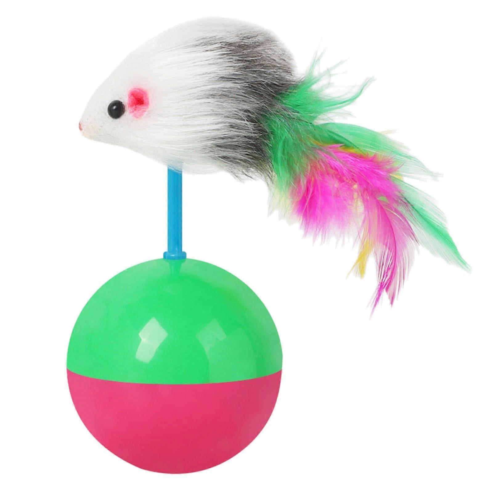 Cat Toys Set of 2 Interactive Mice Tumbler with Teaser Stick for Indoor Kittens Hot Pink