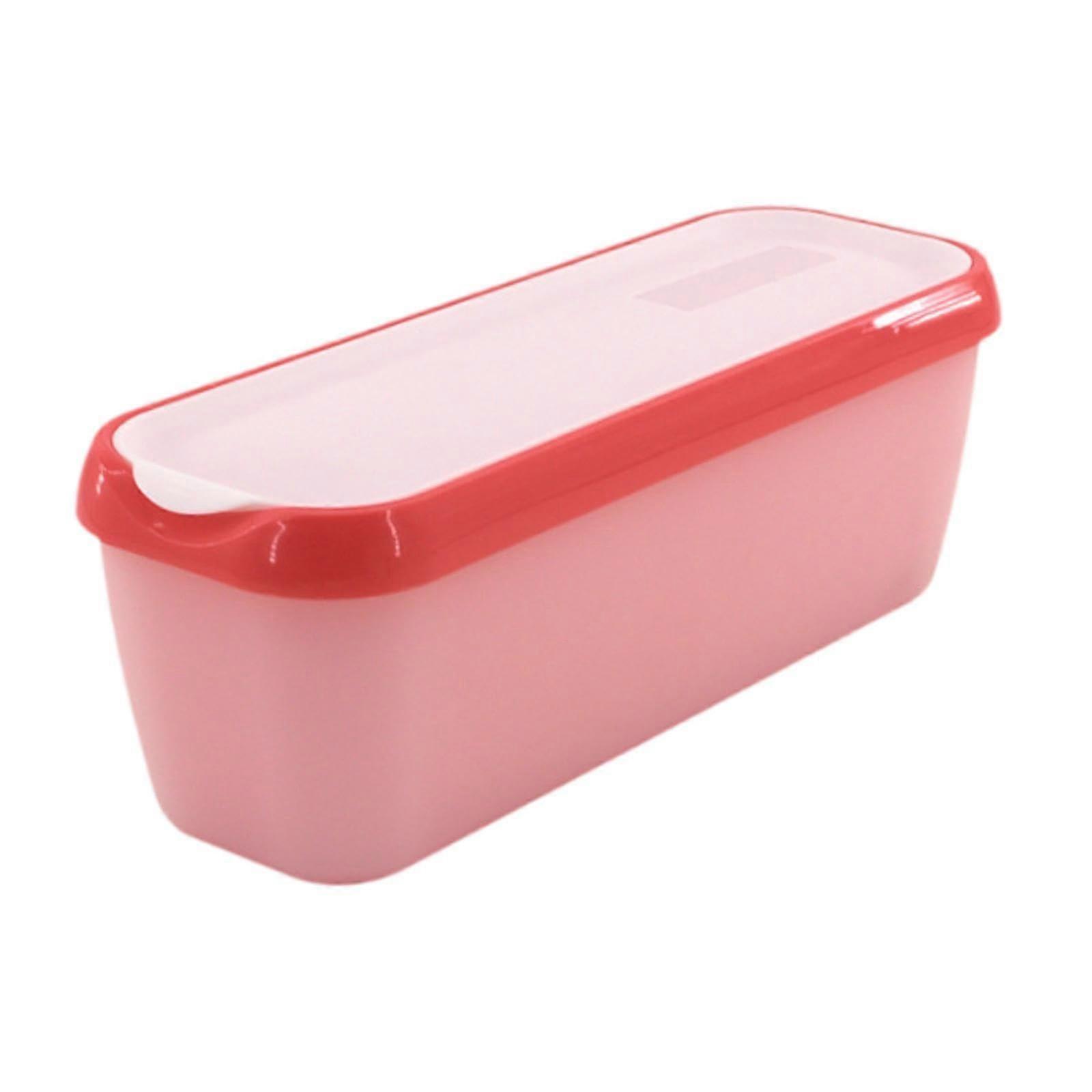 Ice Cream Storage Container 1.5L with Lid for Freezer, Homemade Ice Cream, Sorbet, Yogurt, Pink Red