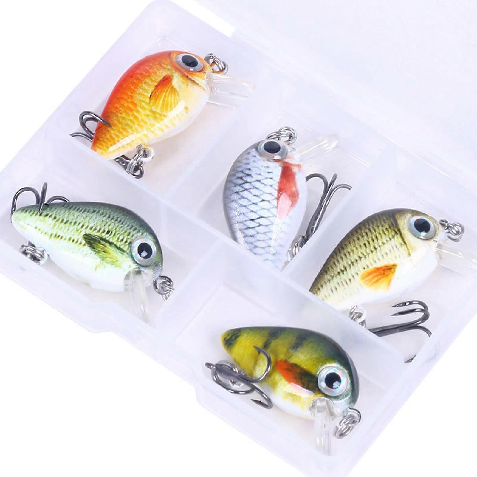 5pcs Fishing Lures Soft Swimbait and Hard Crank Baits with Tackle Box for Freshwater Predator Fish