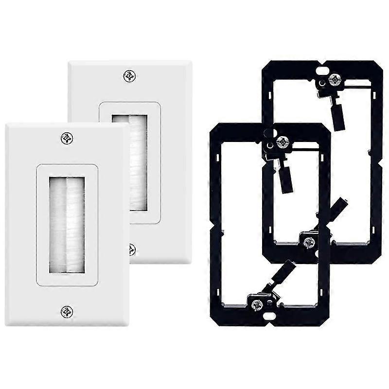 2-pack Brush Wall Plate With Single Gang Low Voltage Mounting Bracket Cable Pass Through Insert For