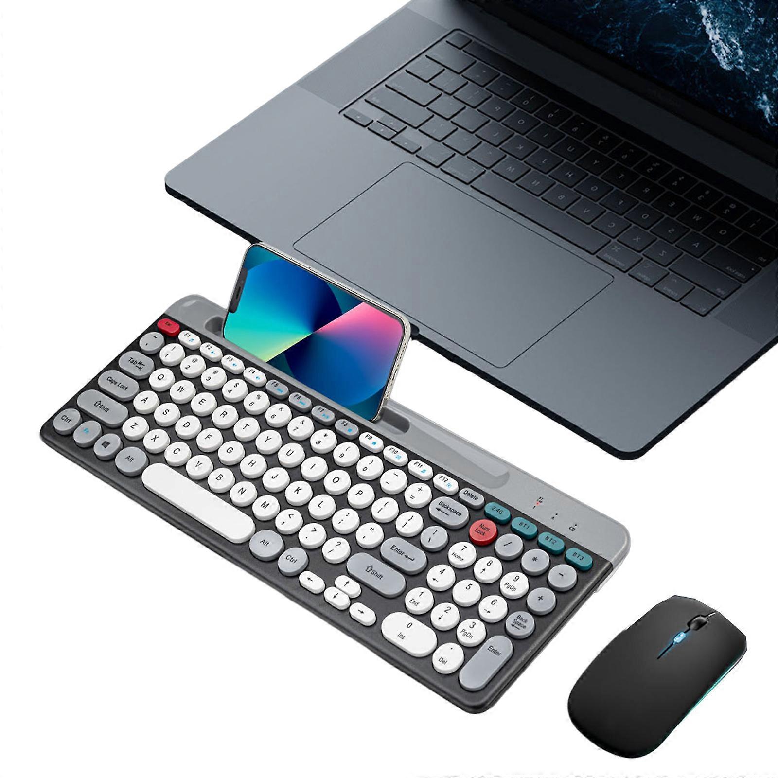 Bluetooth-compatible Keyboard and Mouse Combo Smooth Typing Keyboard Full Size Set for Laptop PC Gamer TV Table Multicolor
