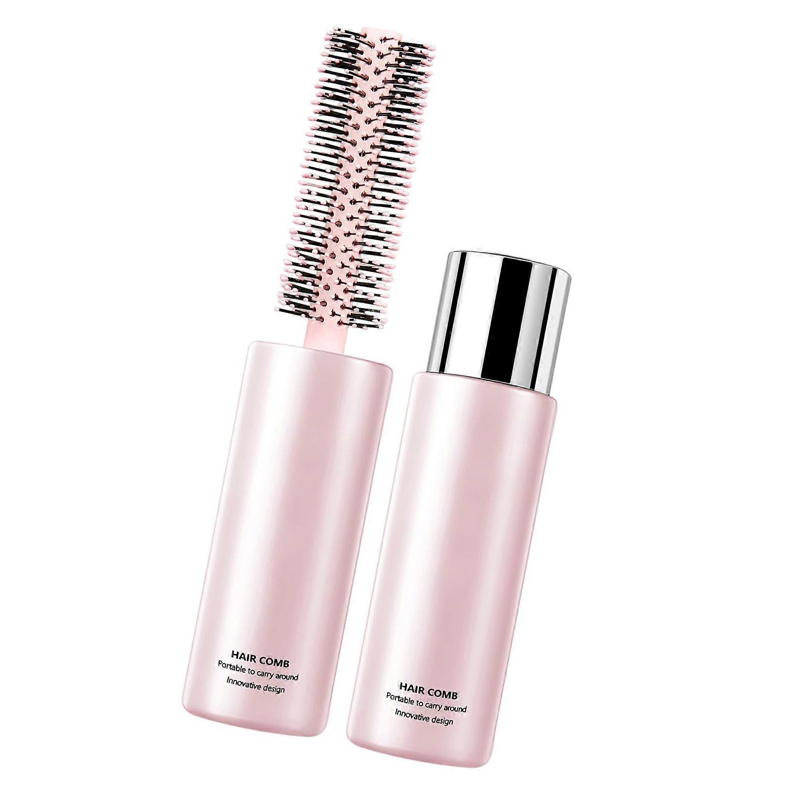 Efficient Hair Roller Brush For Fast Styling Silicone Coated Bristles ABS Build Portable Design Ideal Busy Lifestyle  Pink