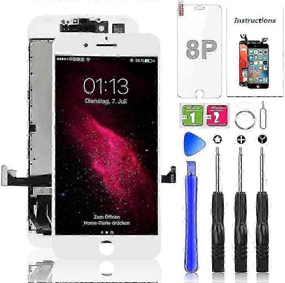 w Screen Replacement for iPhone 8 Plus White 5.5 inch 3D Touch LCD Screen Digitizer Replacement Frame Display Assembly Set with Repair T
