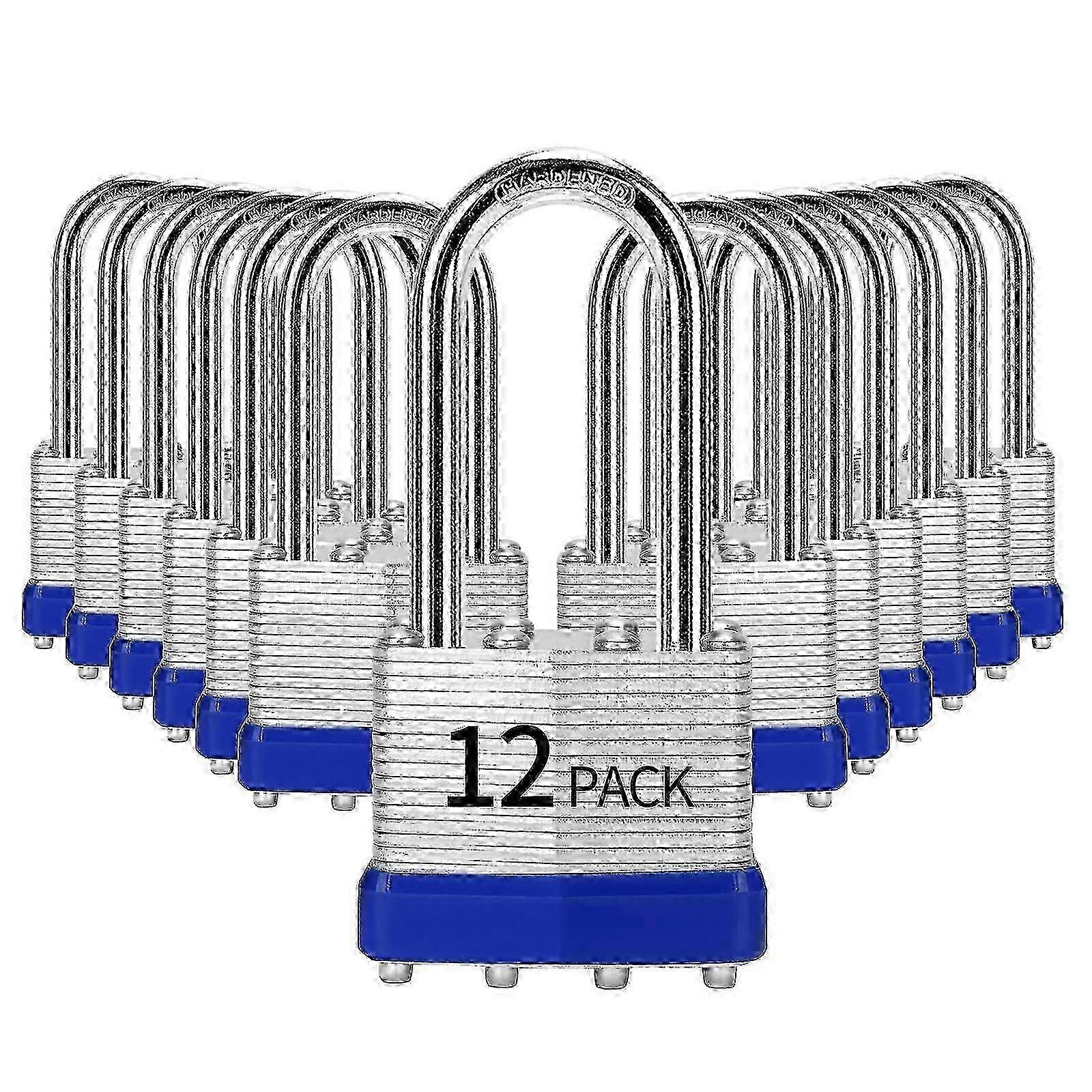 Same Key Padlocks 12 Pack Laminated Steel 1-9/16' Long Shackle