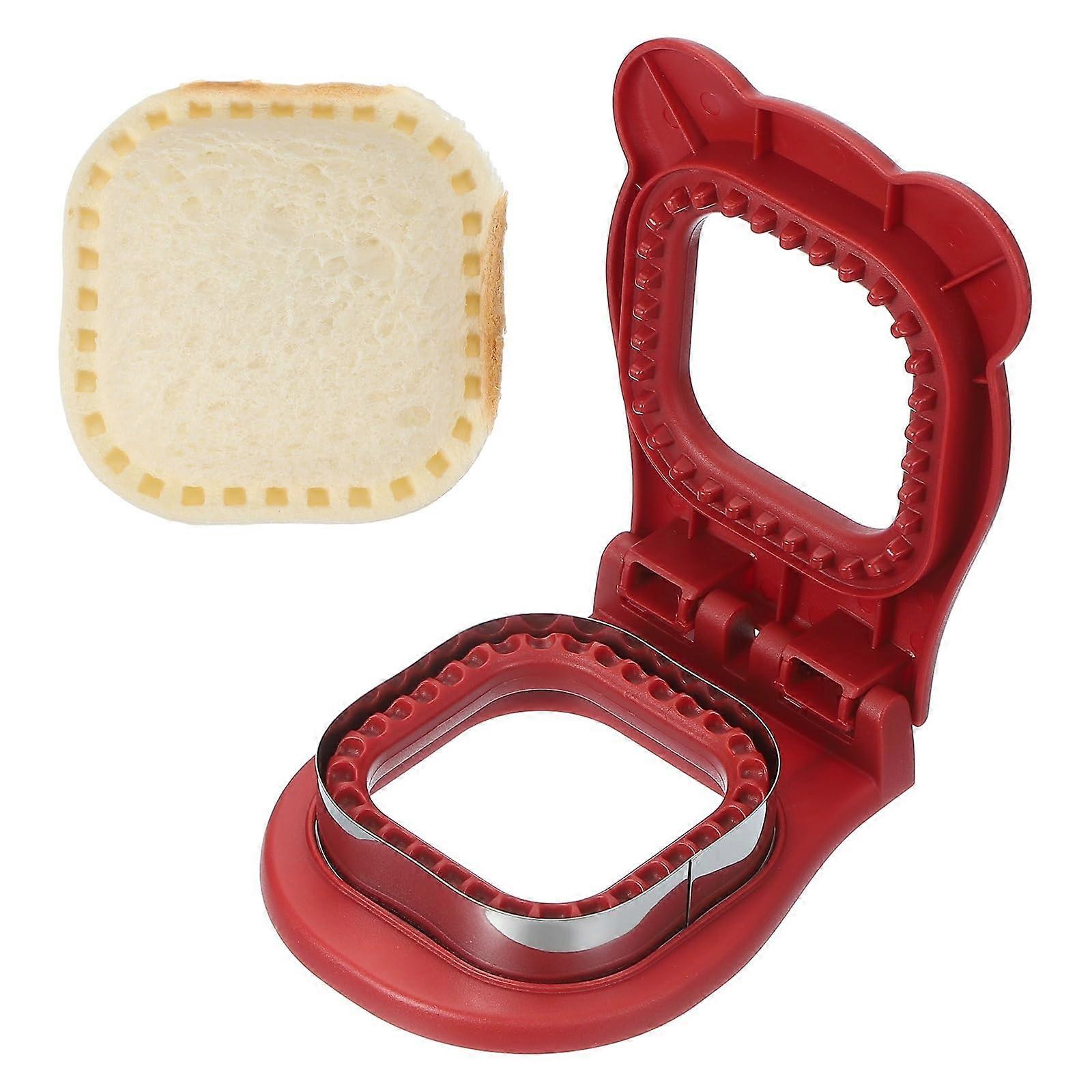 Sandwich Cutter and Sealer, Square Maker with Leakproof Edges for Kids Lunch, Red