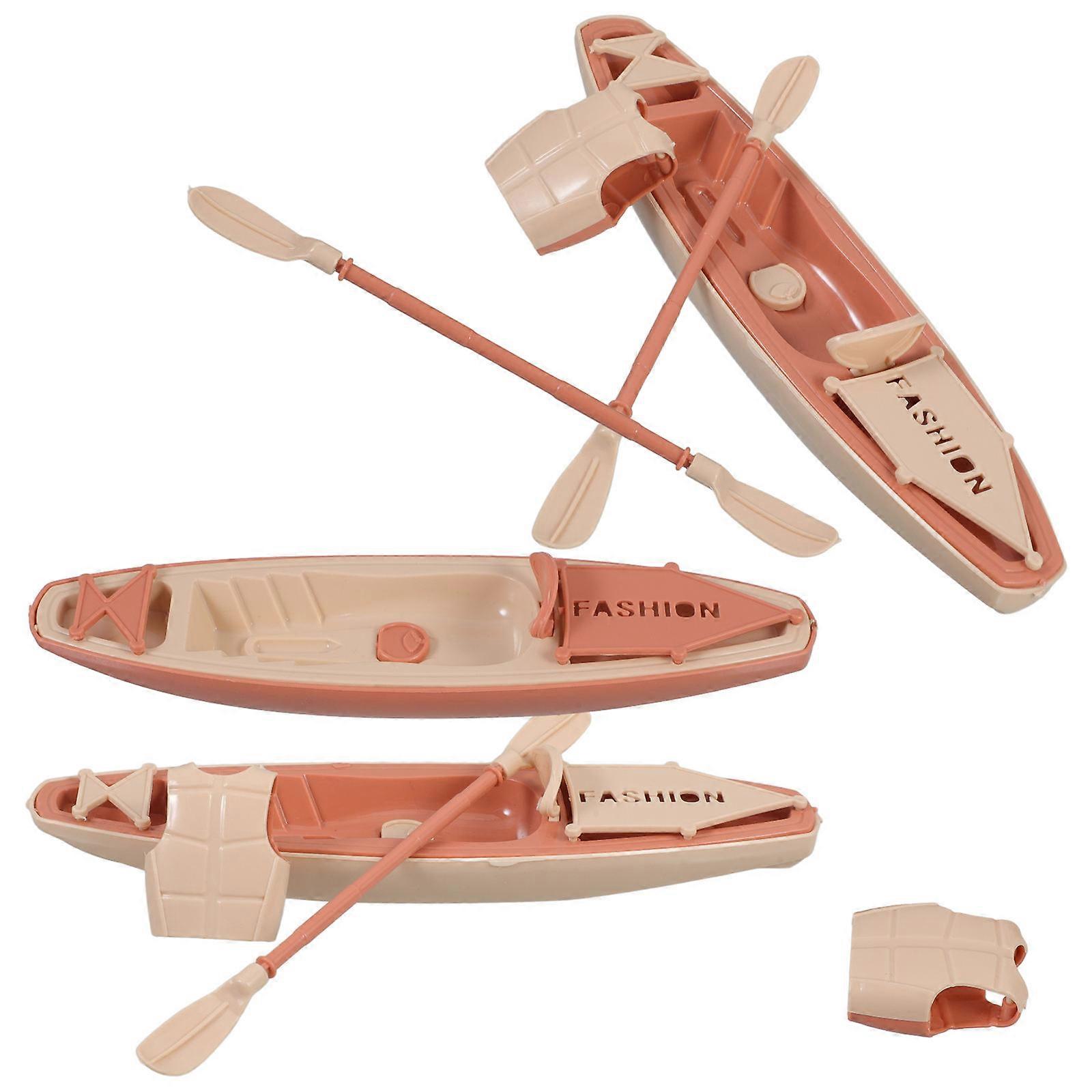 Boat Model Decorative Plastic Canoe For Nautical Party Beige Rustic 1 Set