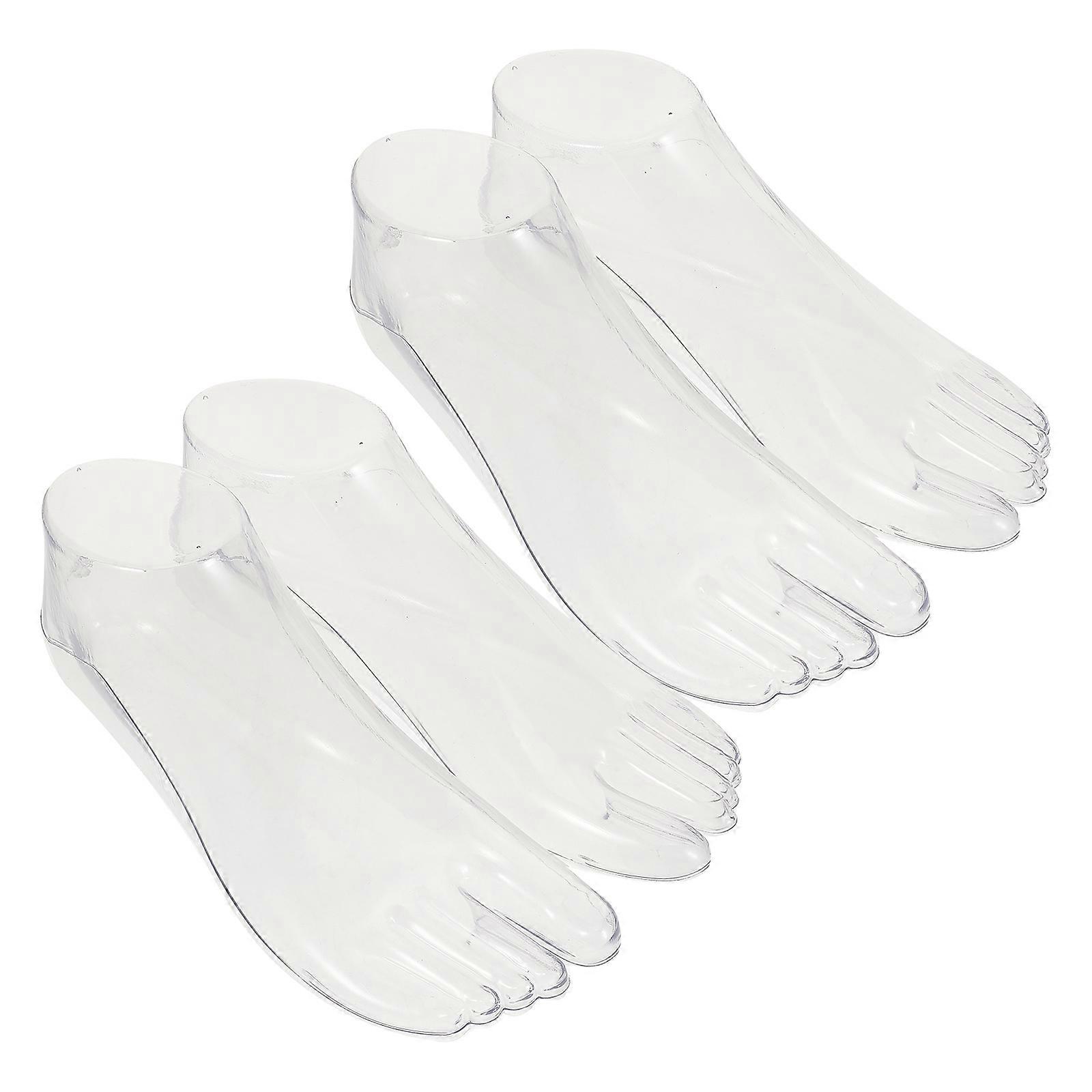 Sock Model Shoe Display Holder for 2Pairs Foot Models Transparent Plastic