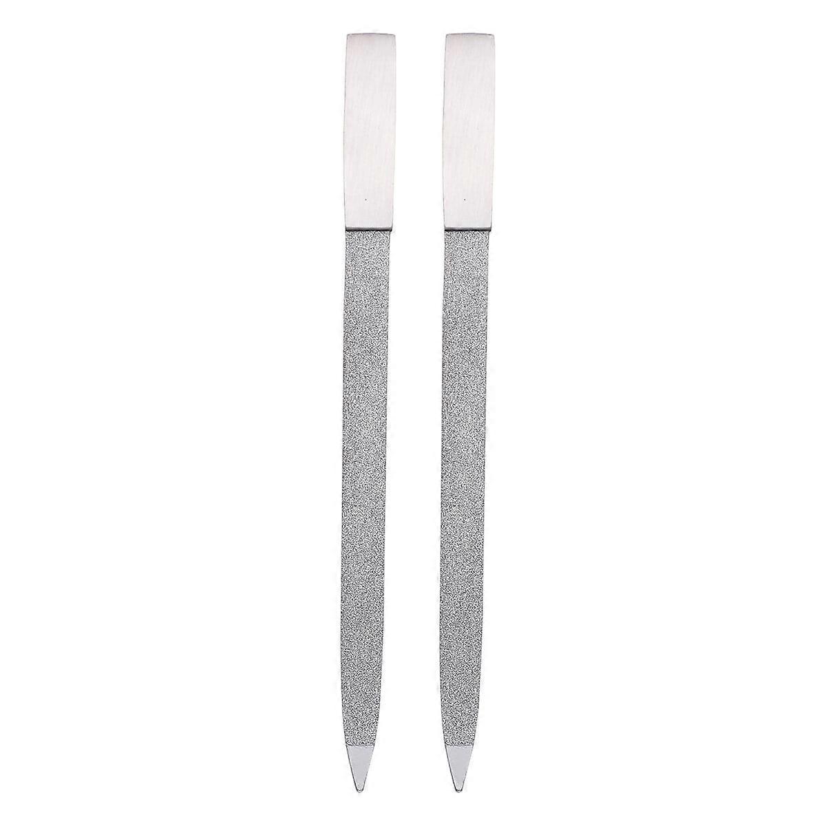 2pcs Stainless Steel Sanding File Nail Sanding File Nail Art Tool Anti-rust Manicuring Tool Sanding File with Square Handle Silver