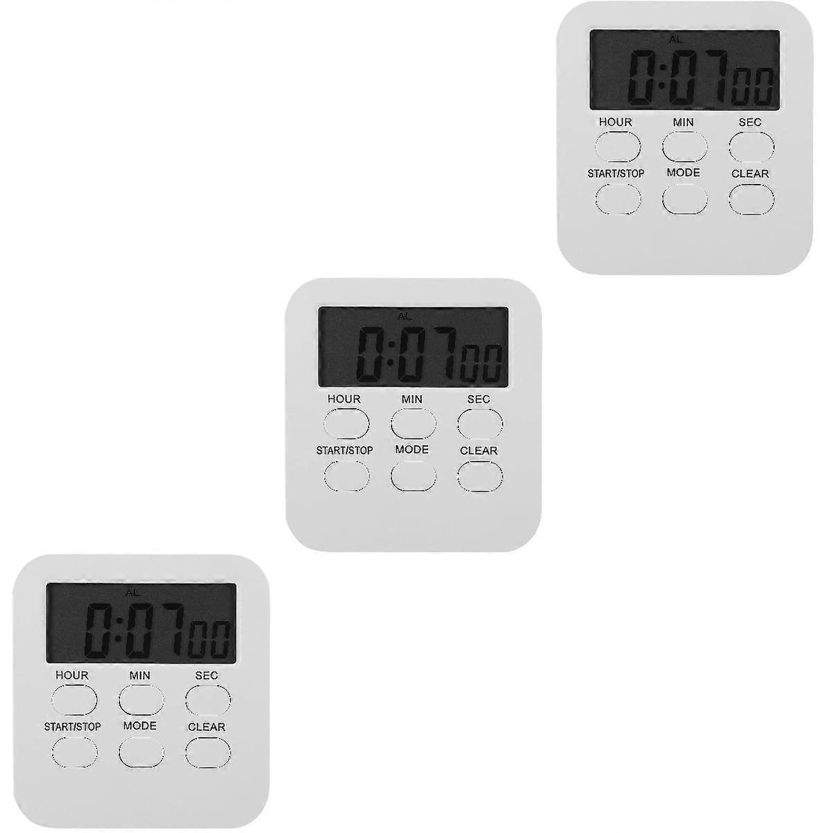 3pcs Digital Display Timer Portable Desk Timer Kitchen Timing Accessory for Cooking Classroom