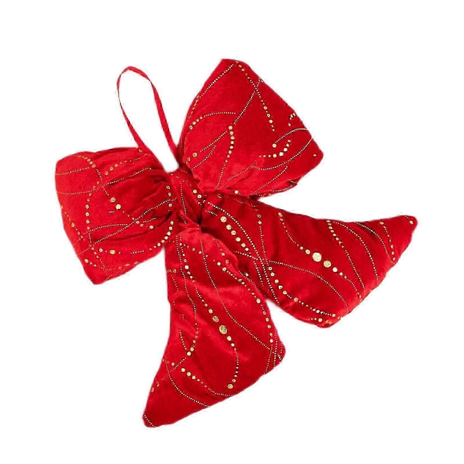 Oversized Red Foil Christmas Bowknot Tree Toppers Recyclable Flocking Materials Accessory For Festival Setups Multicolor