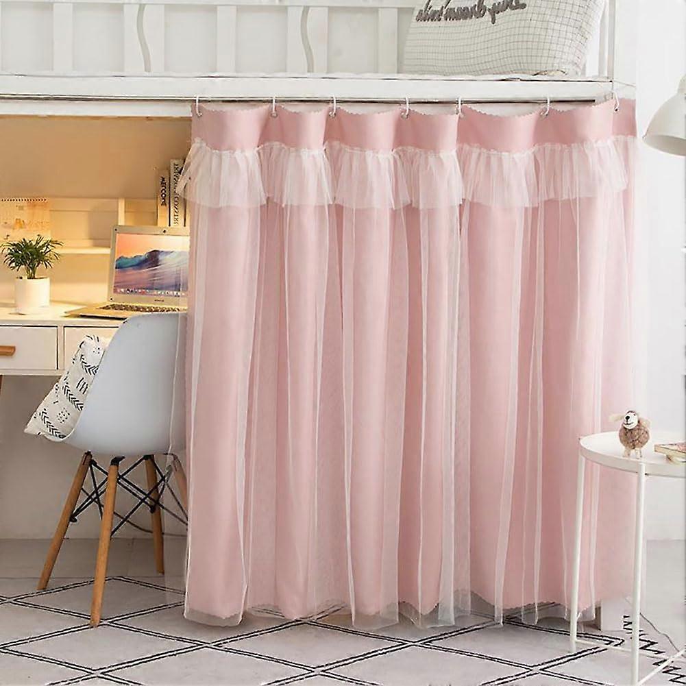 Pink Bunk Bed Blackout Privacy Curtain with Hooks for College Dorm, Light Blocking Panel 59x78
