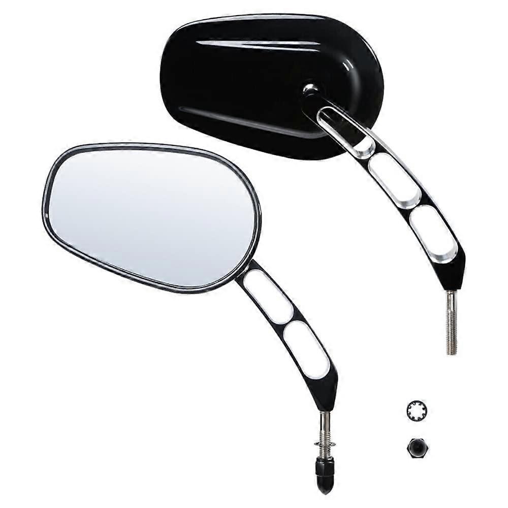 Motorcycle Rear View Mirrors Pair, Sleek Black Oval Handlebar Mount, Compatible with Harley Davidson Dyna Touring