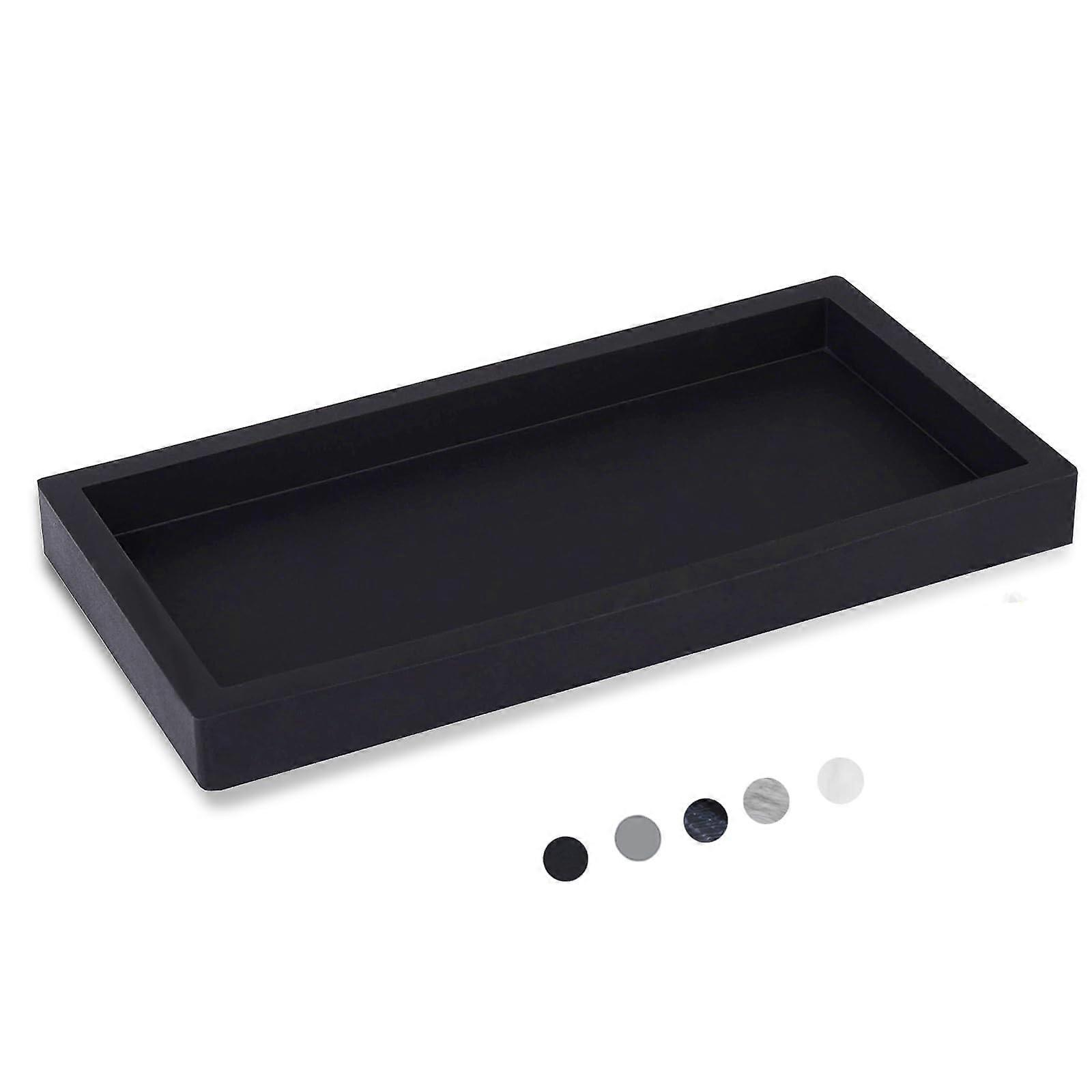 Silicone Vanity Tray Bathroom Counter Organizer NonSlip Waterproof Rectangular Black 7.9'x4'
