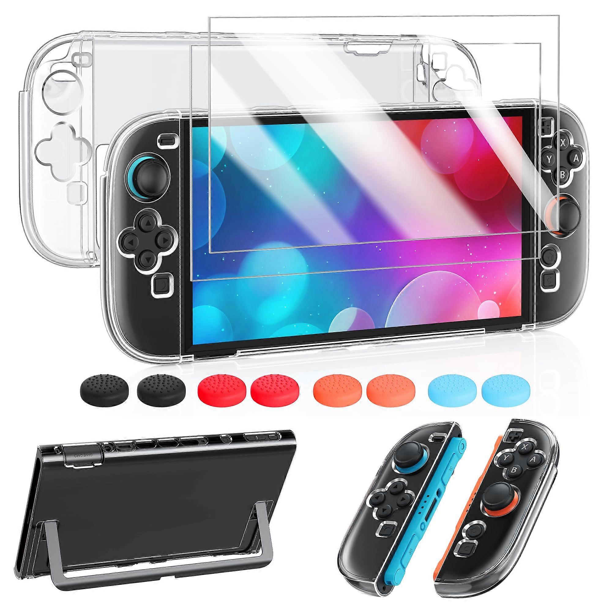 Case for Nintendo Switch 2 Clear Hard Shell with Screen Protector and 8 Thumb Grips 7.9 Inch