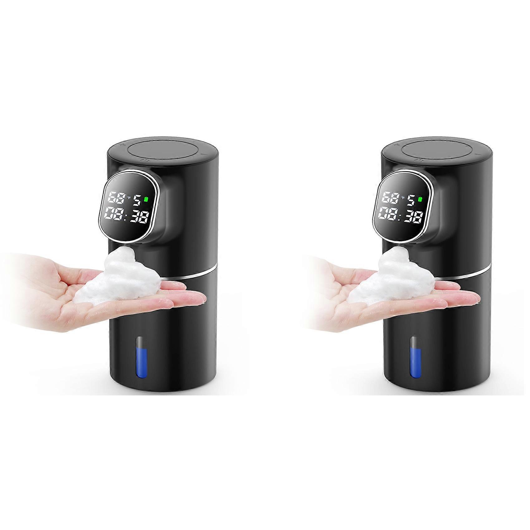2X Automatic Foaming Soap Dispenser Touchless HD LED Time and Temperature Display 5-Level Adjustable IPX6 11oz/320ml