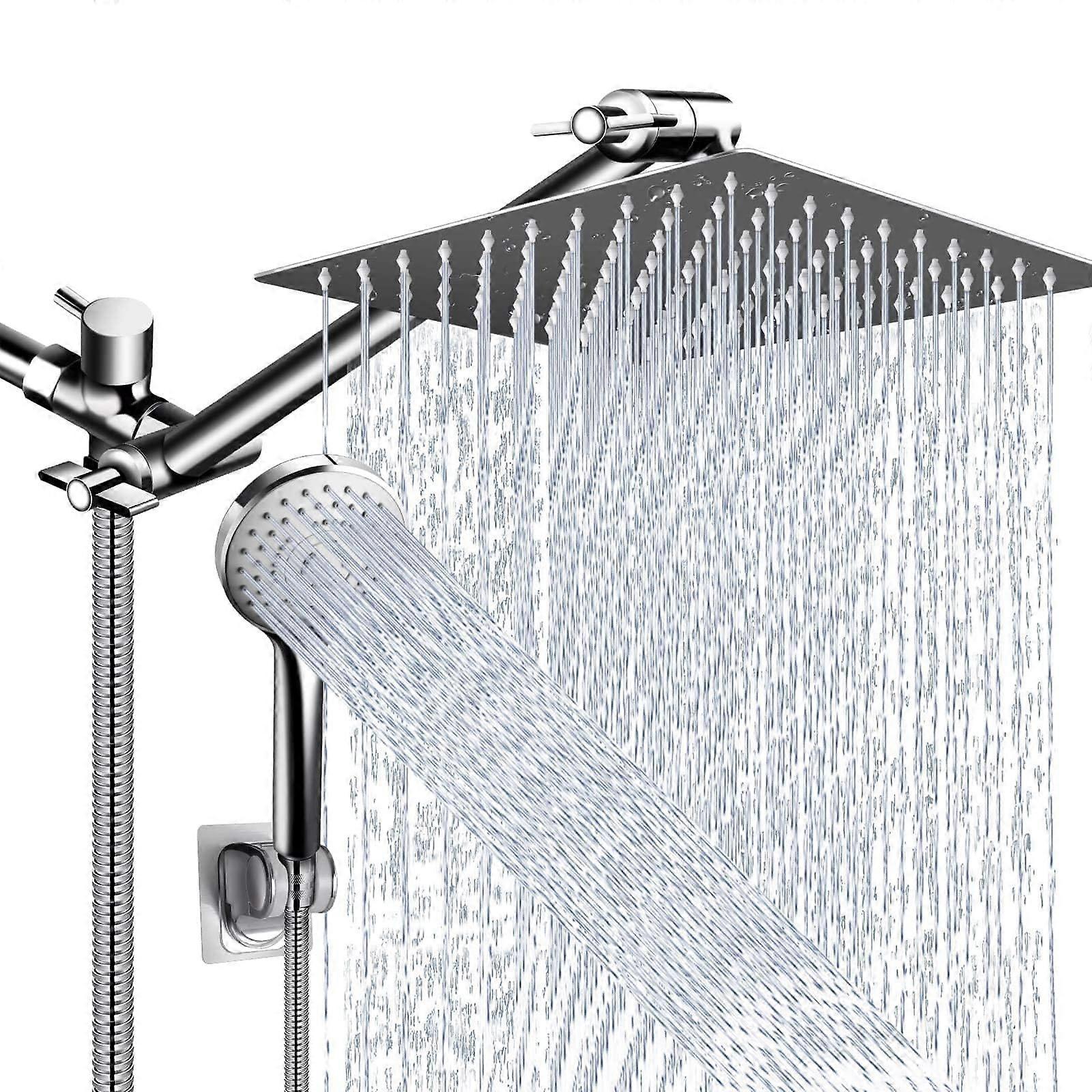 Rain Shower Head Combo 10 Inch  Pressure with 5Mode Handheld, 360° Adjustable Arm and Hose