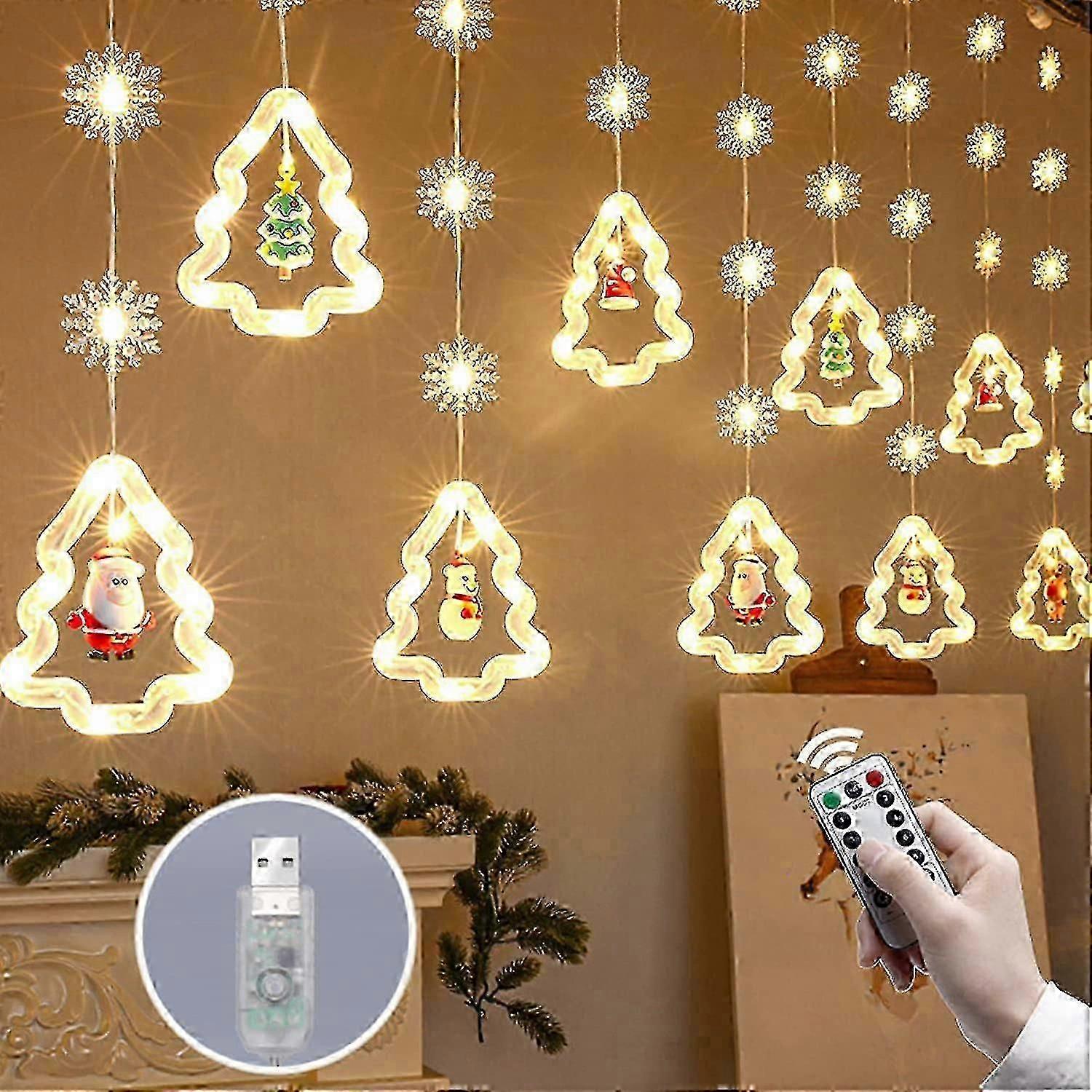 Guirlande lumineuse de Noël à 120 LED, 8 modes d'éclairage, avec télécommande, prise USB, 3 m, décoration de Noël