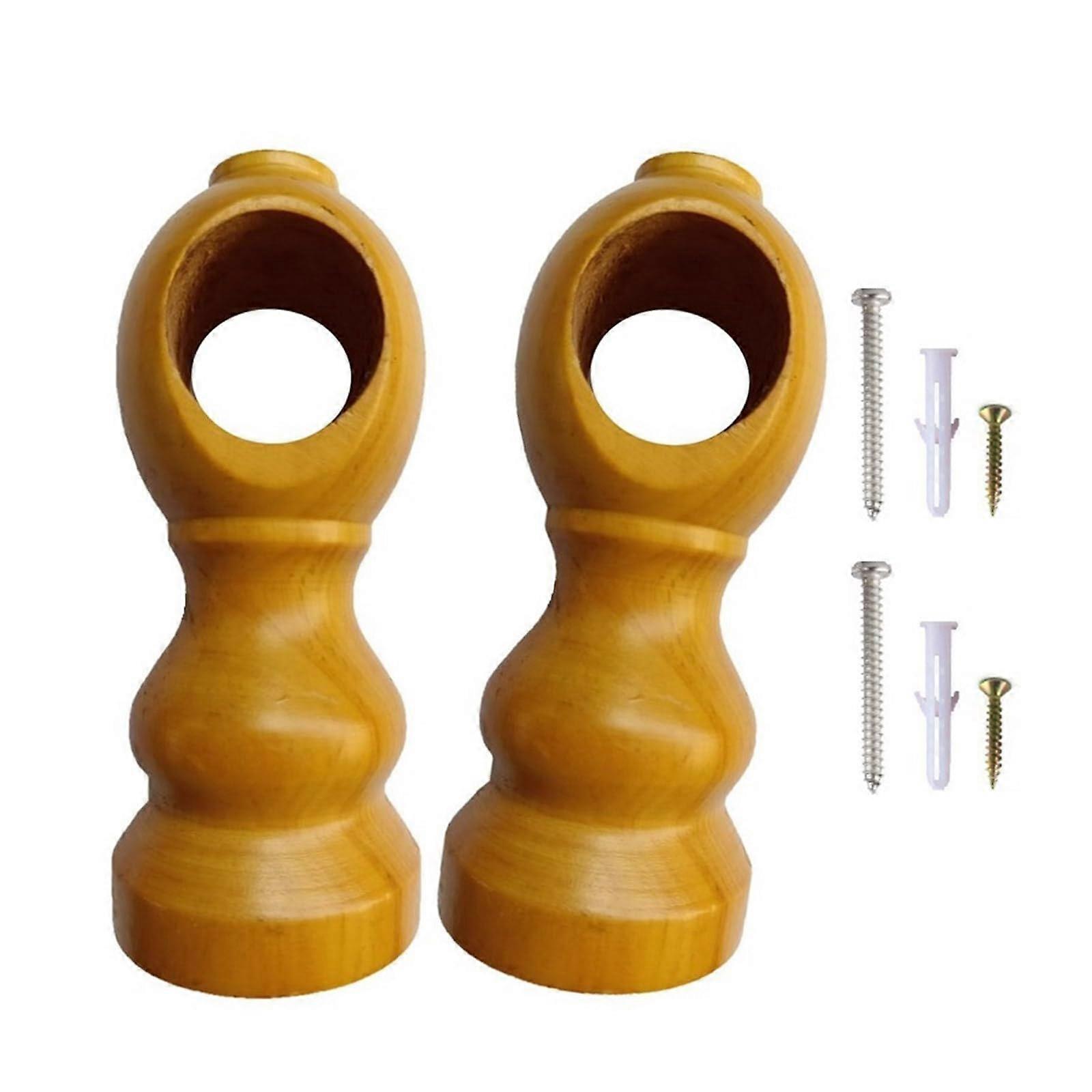 Solid Wood Curtain Rod Brackets Coffee Finish Tool SlipResistant Holders for Heavy Drapes