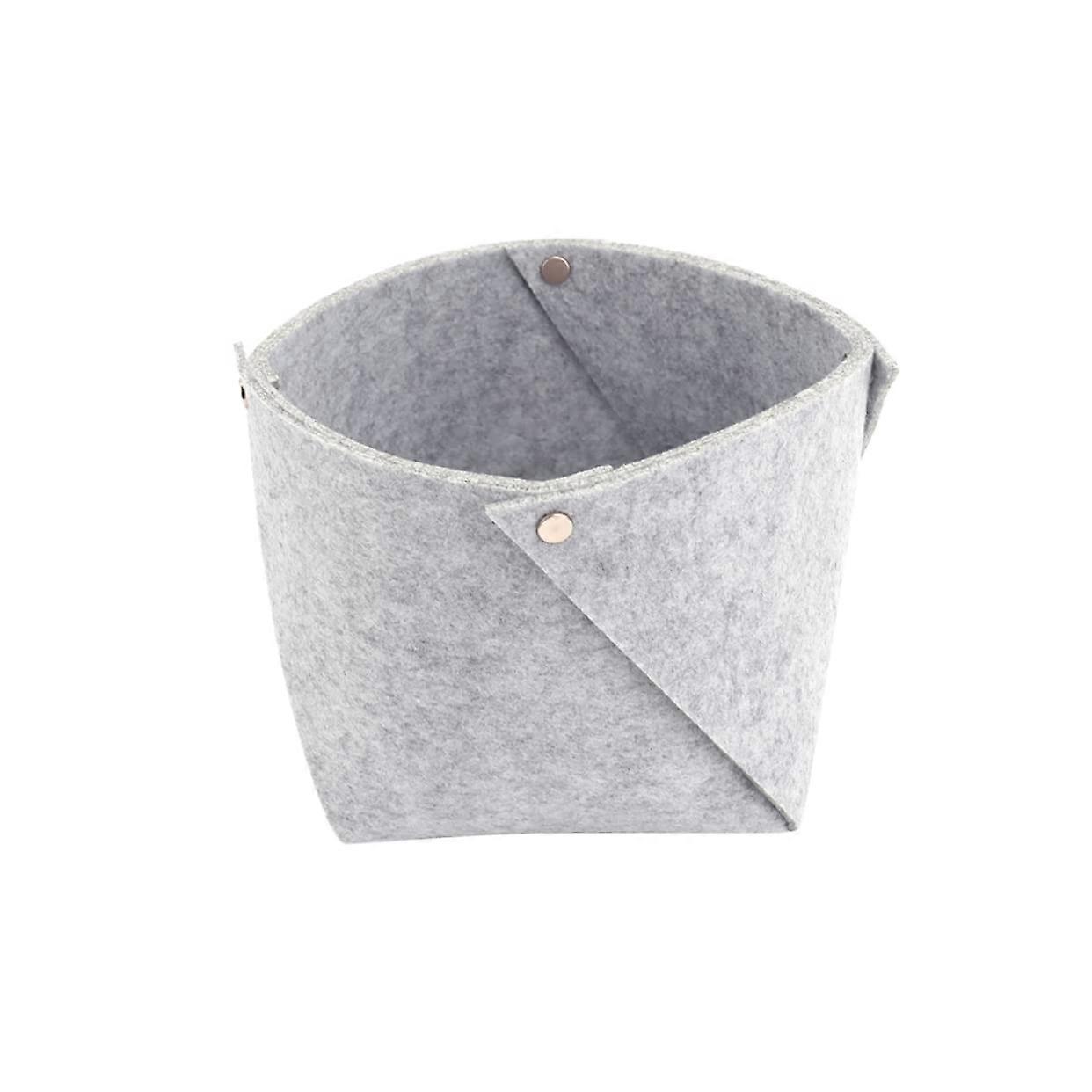 Grey Felt Storage Basket Desktop Organizer for Home and Office Multi Purpose Space Saving Box