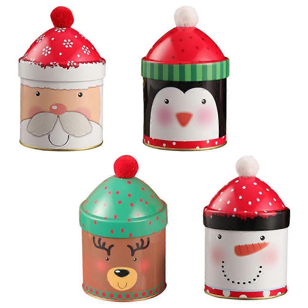 Christmas Cookie Tins Set of 4 Round Metal Storage Containers with Elegant Festive Design for Holiday Gifts