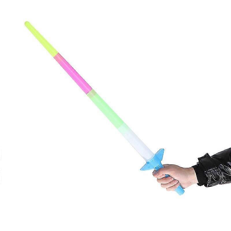 Rainbow Led Glow Sword Extendable Light Up Toys Flashing Wands Led Sticks Party 4 Section Colorful Glow Sticks Kids Toy