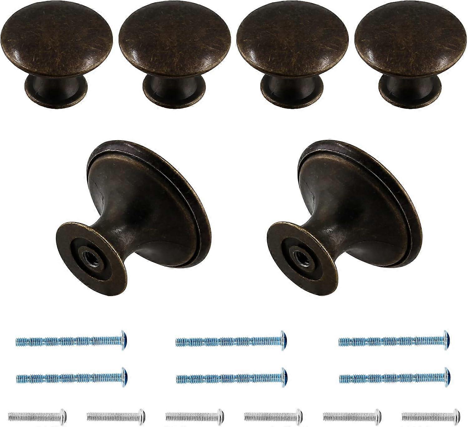 6 Pcs Antique Cabinet Knobs Metal Drawer Knobs Round Dresser Handle Knobs 1.18" Diameter Kitchen Cabinet Knobs Hardware