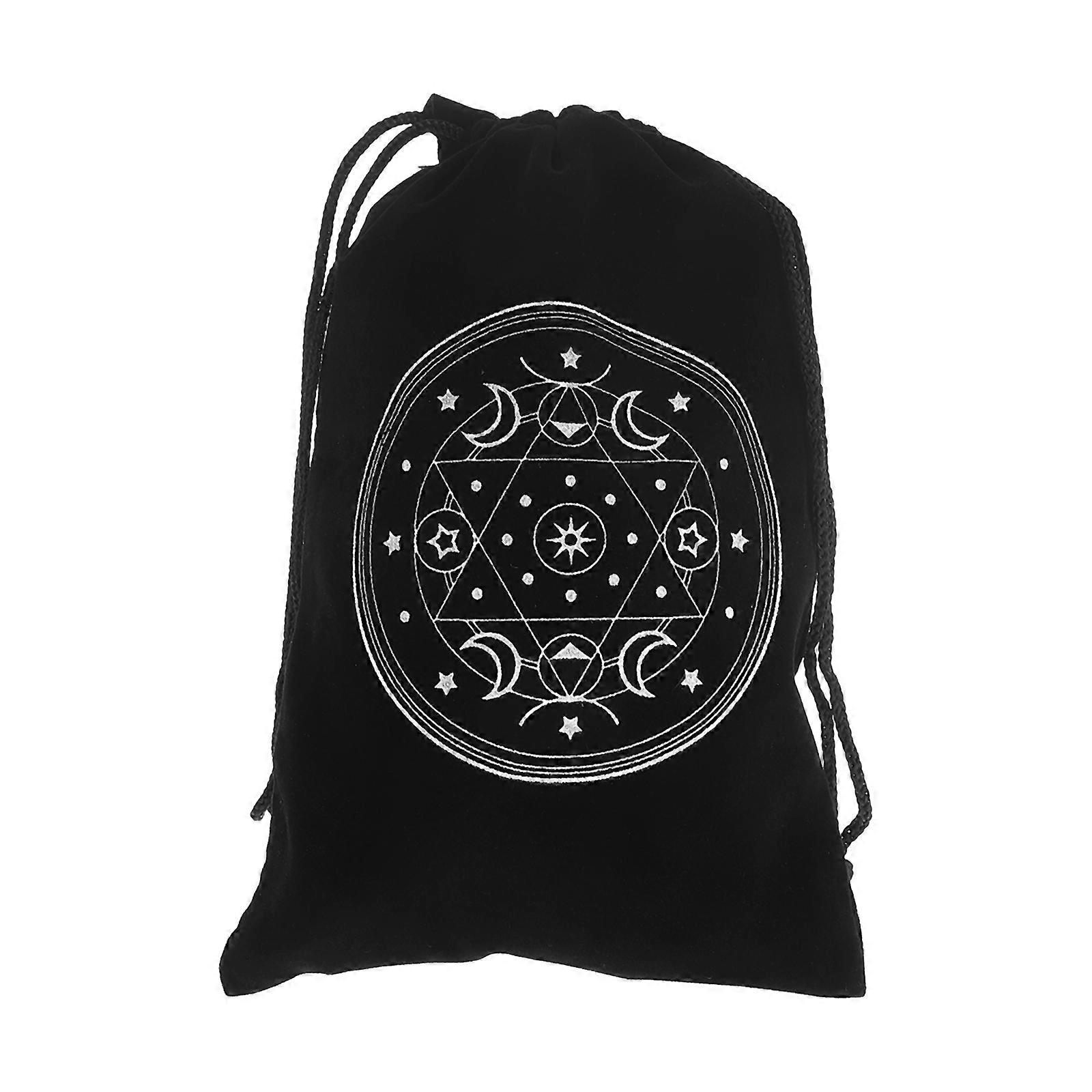 Tarot Card Drawstring Bag for Storage with Soft Black Flannelette Material
