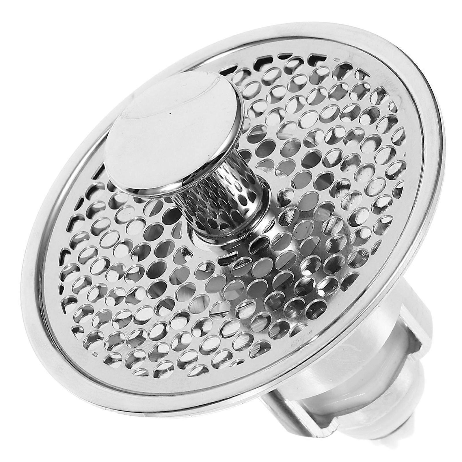Silver Bathroom Sink Drain Stopper Push Type Stopper for Bathroom Use