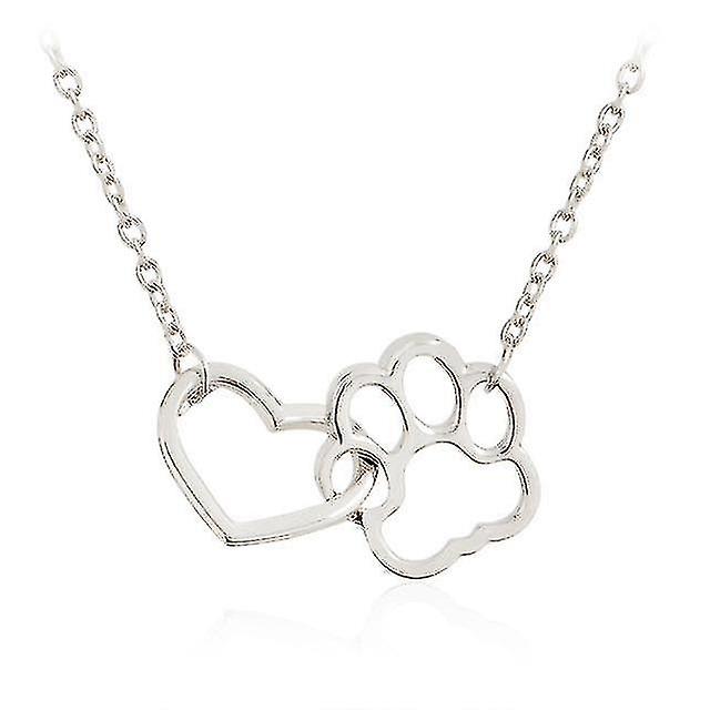 Hollow Pet Paw Footprint Necklaces Shellhard Cute Animal Dog Cat Love Heart Pendant