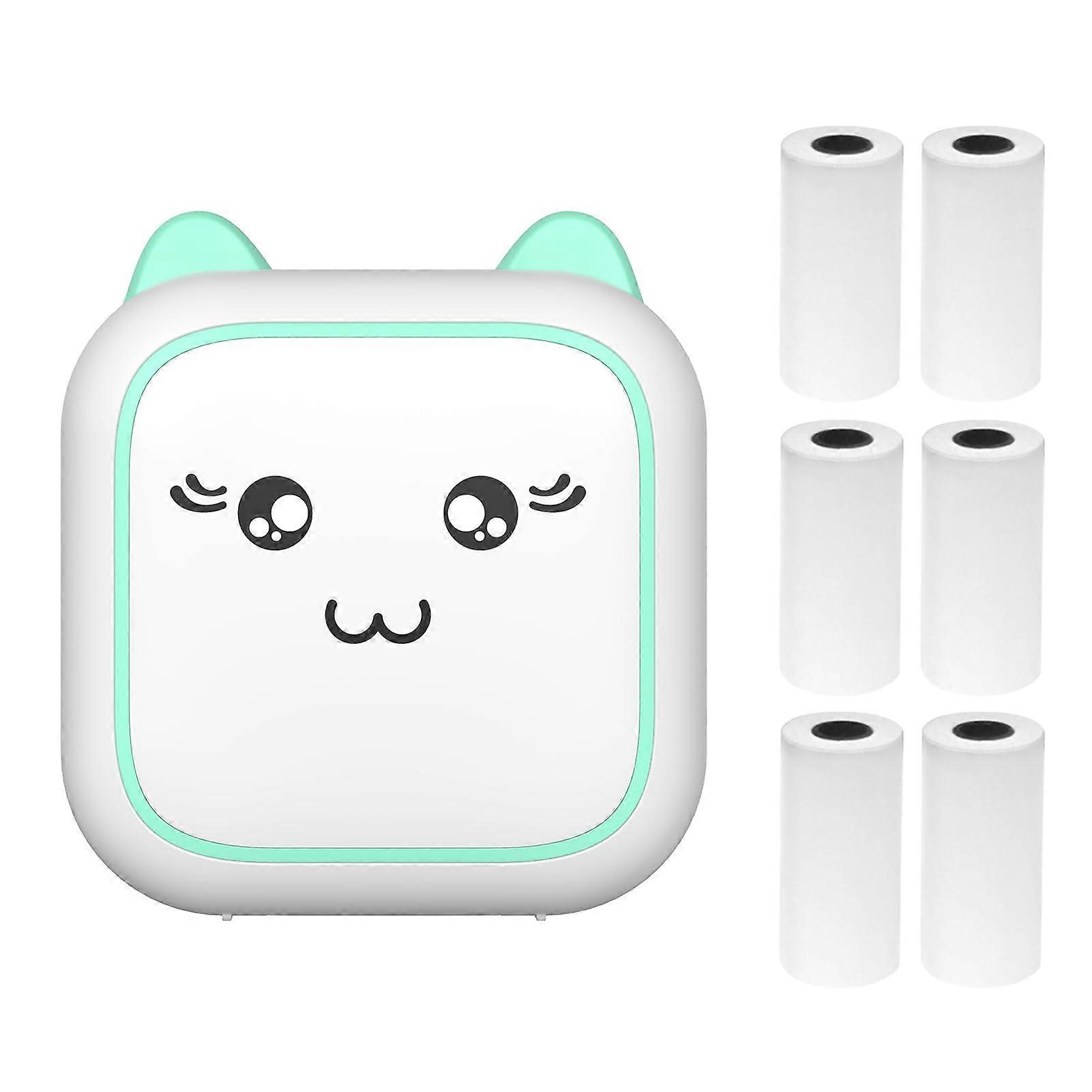 Mini Photo Printer Bluetooth Inkless Thermal Printing with 6 Paper Rolls for iOS and Android