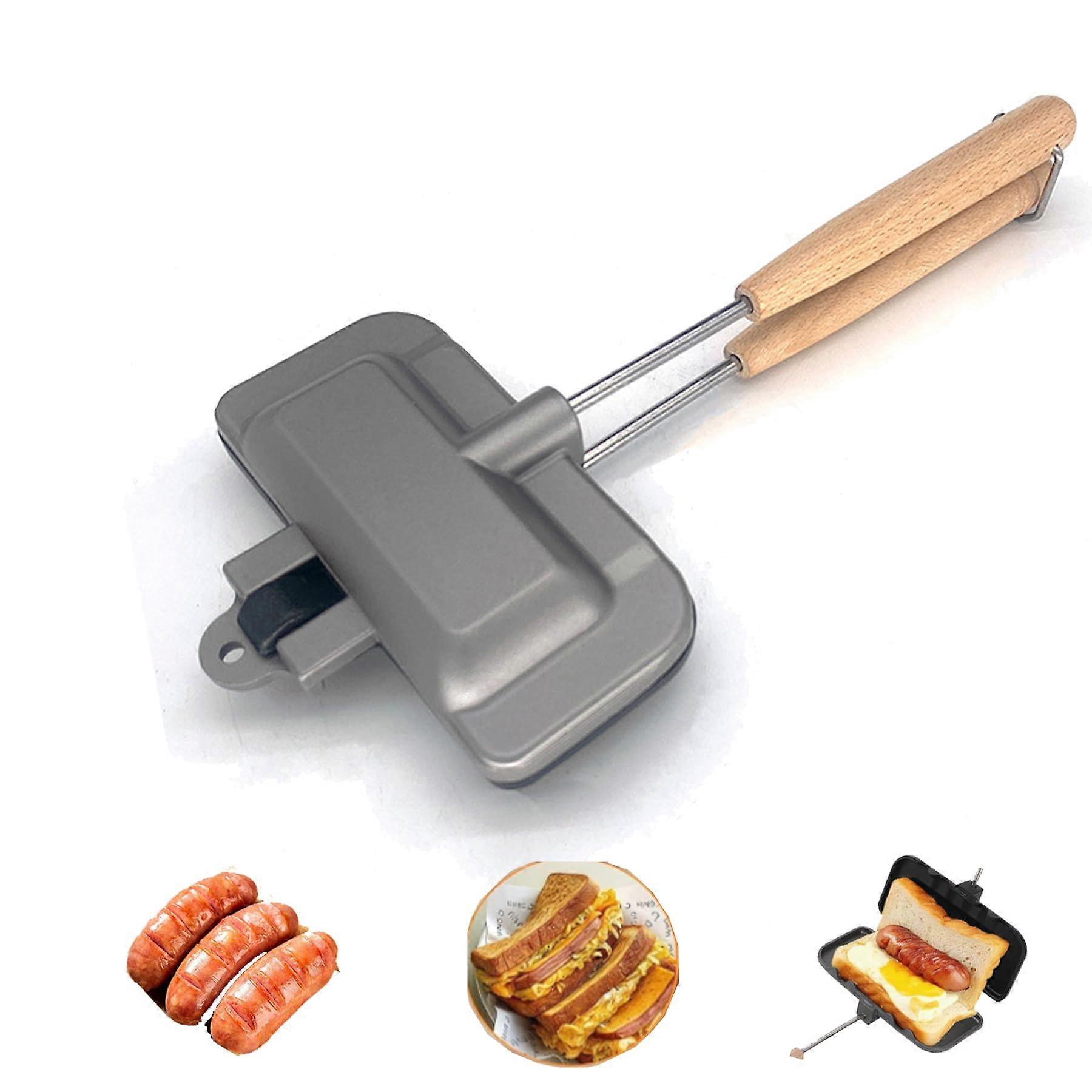 Sandwich Maker with NonStick DoubleSided Grill Pan for Sealed Pockets Breakfast and Camping