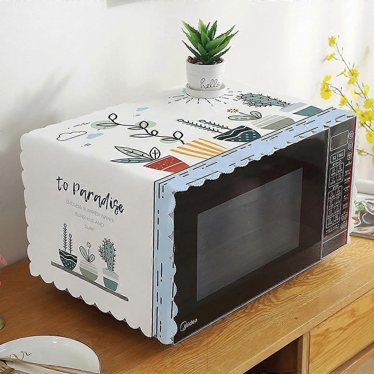 Microwave Oven Cover Waterproof Dust Proof Durable Fabric Kitchen Decor 100x35cm