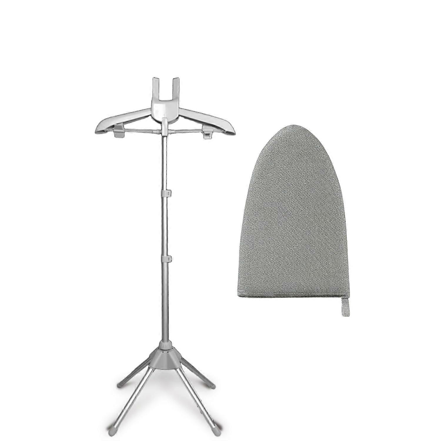 Adjustable Height Garment Steamer Stand and Foldable Clothes Drying Rack with Hanger Grey