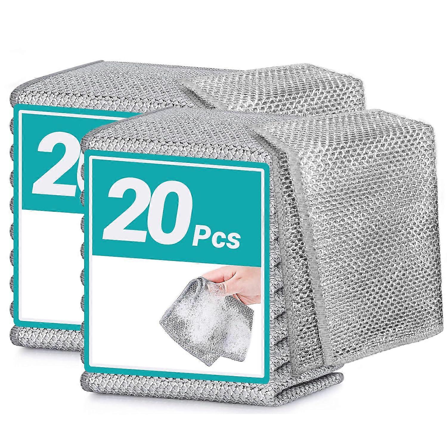 NonScratch Wire Dishcloths for Nonstick Cookware, Durable Multipurpose Scrubbing Cloths 20Pcs