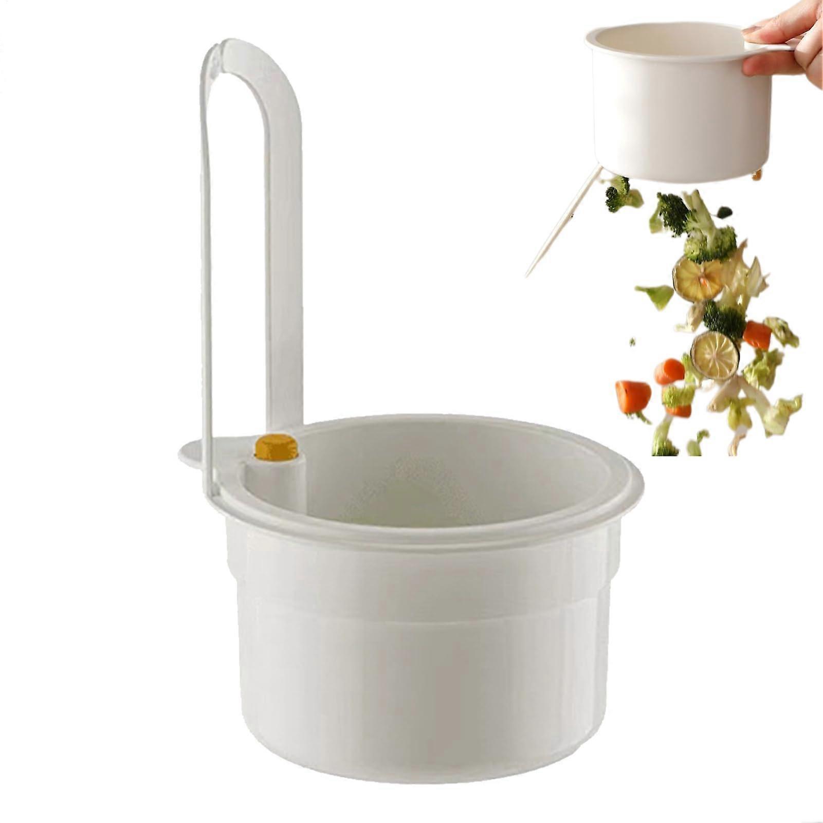 Sink Strainer Basket with DoubleLayer Mesh Filter for Kitchen Sink, Touch Scrap Disposal, White