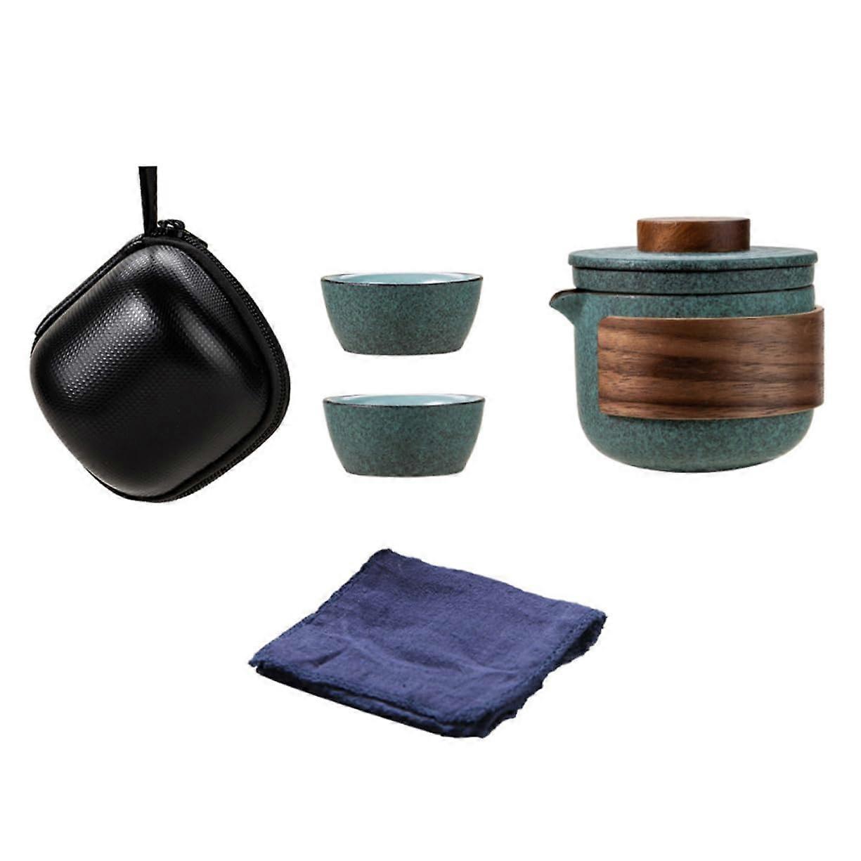 Kung Fu Tea Set with Tea Jar, Porcelain Teapot and Cup Set, Automatic Tea Filtering