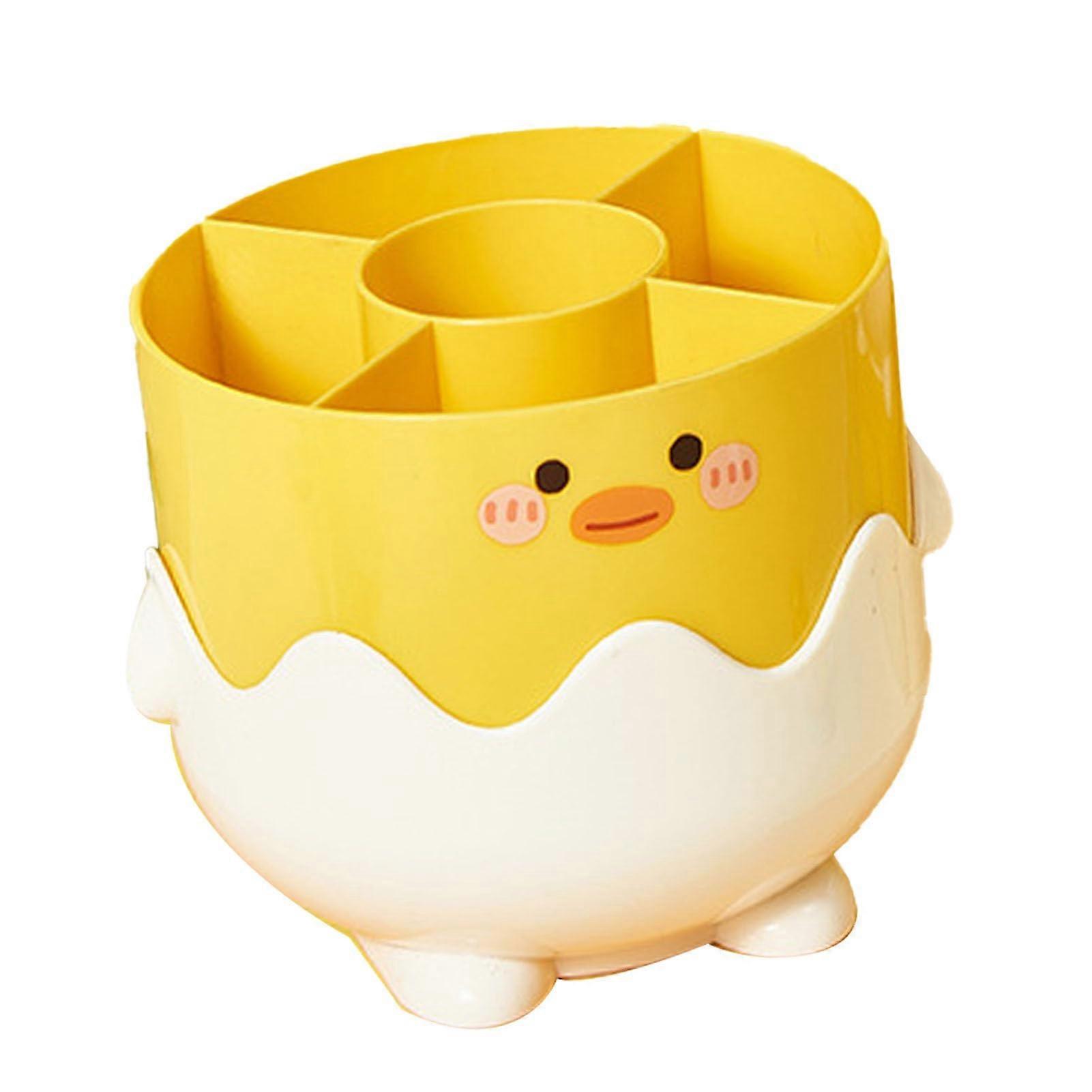 Makeup Brush Holder with Multiple Compartments, Cute Duck Cosmetic Organizer with NonSlip Base