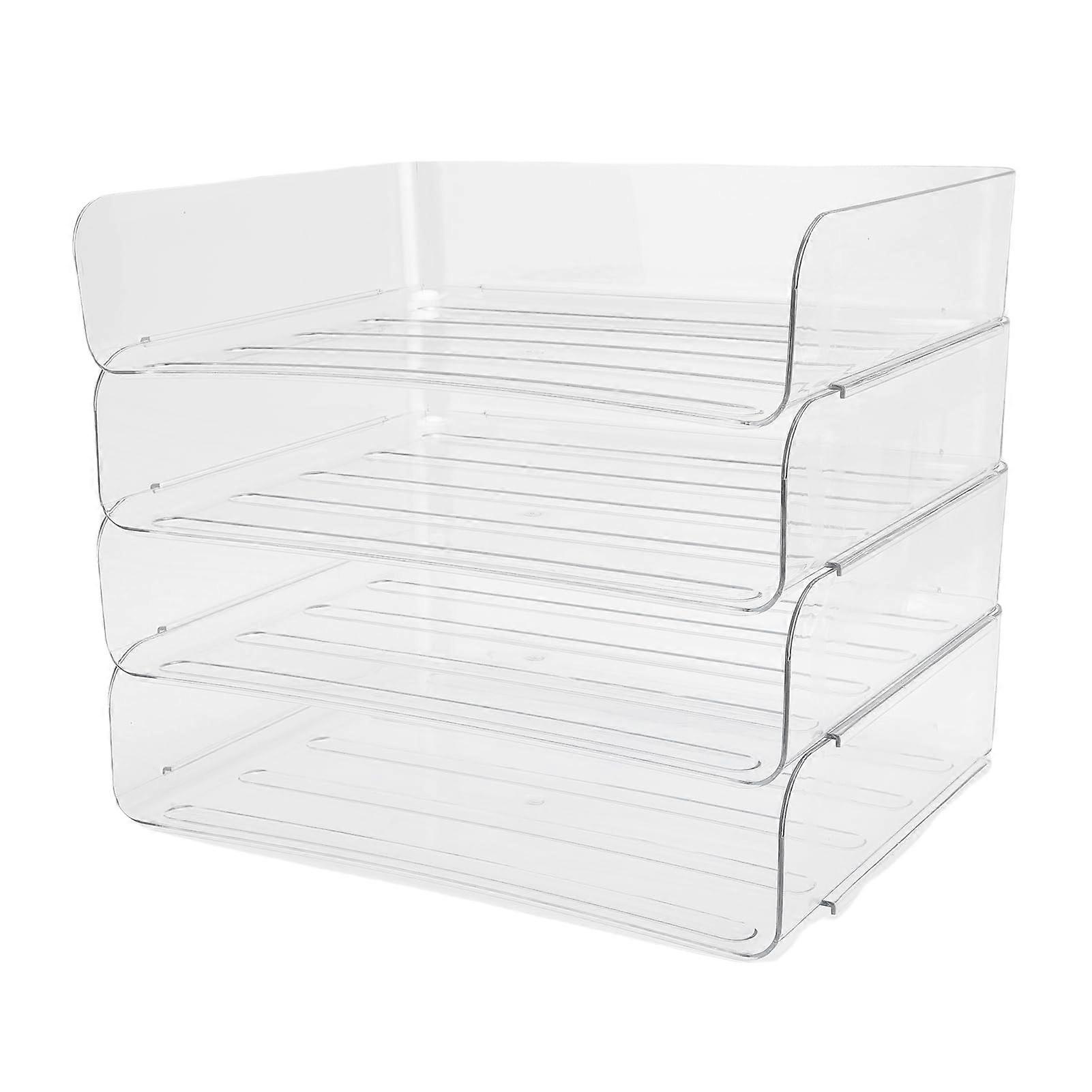 Acrylic Desk Organizer, Clear Stackable Letter Tray Set with Tiered Storage for Office Documents
